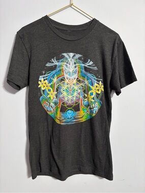 Curbside size small gray Graphic Tee with Colorful Spiritual Mandala Print